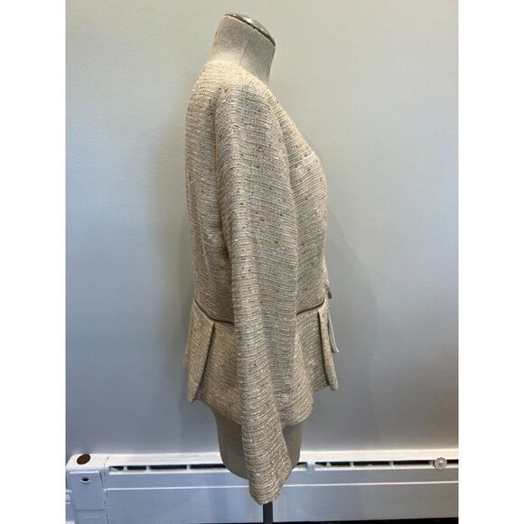 Magashoni Tweed Convertible Jacket in Beige Size 14 - Picture 6 of 9